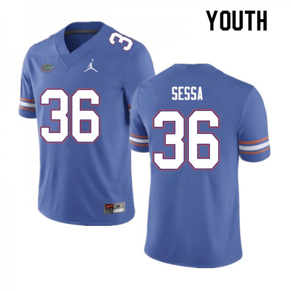 Youth #36 Zack Sessa Florida Gators College Football Jersey Blue